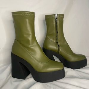 Green Platform Boots